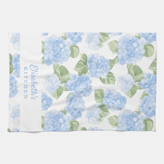 Watercolor Hydrangea Name キッチンタオル (横)