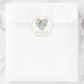 watercolor Hydrangea Rose Floral Wedding Gold ラウンドシール (バッグ)