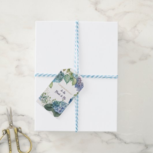 Watercolor Hydrangeas “Congratulations”  ギフトタグ (より糸付き)