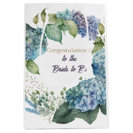 Watercolor Hydrangeas “Congratulations” ミディアムペーパーバッグ