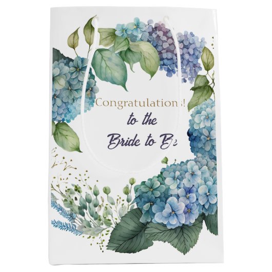 Watercolor Hydrangeas “Congratulations”  ミディアムペーパーバッグ (正面)