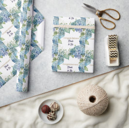 Watercolor Hydrangeas “Congratulations” Wrapping ラッピングペーパー