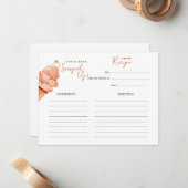Watercolor Ice cream Bridal shower Recipe card ノートカード (正面/裏面インサイチュ)