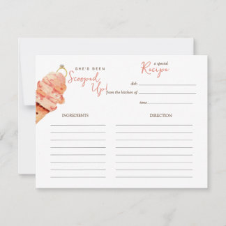 Watercolor Ice cream Bridal shower Recipe card ノートカード