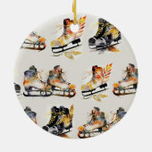 Watercolor Ice Skates with Autumn Leaves Pattern   セラミックオーナメント (裏面)