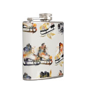 Watercolor Ice Skates with Autumn Leaves Pattern   フラスク (右)