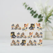 Watercolor Ice Skates with Autumn Leaves Pattern   ポストカード (スタンド正面)