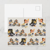 Watercolor Ice Skates with Autumn Leaves Pattern   ポストカード (正面/裏面)