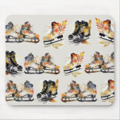 Watercolor Ice Skates with Autumn Leaves Pattern   マウスパッド (正面)