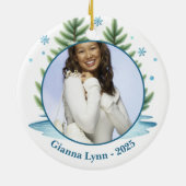 Watercolor Ice Skating Penguin Personalized セラミックオーナメント (裏面)