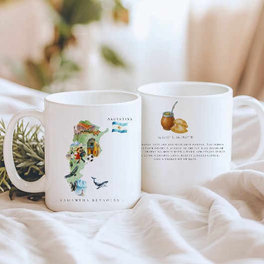 Watercolor Illustrated Map Argentina | Monogram コーヒーマグカップ