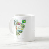 Watercolor Illustrated Map Brazil | Monogram コーヒーマグカップ (正面左)