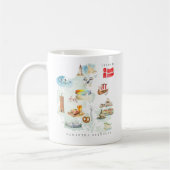Watercolor Illustrated Map Denmark | Monogram コーヒーマグカップ (左)