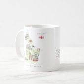 Watercolor Illustrated Map England | Monogram コーヒーマグカップ (正面左)