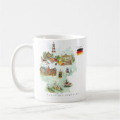 Watercolor Illustrated Map Germany | Monogram コーヒーマグカップ (左)