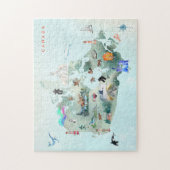 Watercolor Illustrated Map of Canada Art ジグソーパズル (縦)