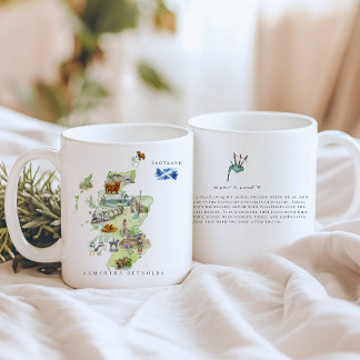 Watercolor Illustrated Map Scotland | Monogram コーヒーマグカップ