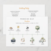 Watercolor Illustrated Wedding day Timeline  プログラム (正面/裏面)