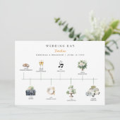 Watercolor Illustrated Wedding day Timeline  プログラム (スタンド正面)