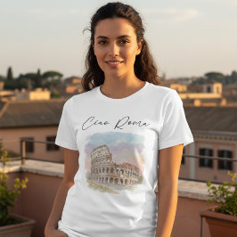 Watercolor Illustration of the Colosseum Rome トライブレンドＴシャツ