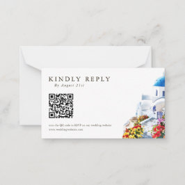 Watercolor Illustration QR Code Wedding RSVP Cards ノートカード