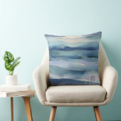 Watercolor Indigo Ocean Moon Nursery Pillow クッション (椅子)