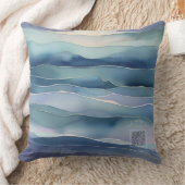 Watercolor Indigo Ocean Moon Nursery Pillow クッション (ブランケット)