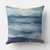 Watercolor Indigo Ocean Moon Nursery Pillow クッション (裏面)