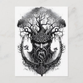 Watercolor ink of northern mythology Yggdrasil ポストカード