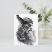 Watercolor ink pencil of norther god Odin. ポストカード (スタンド正面)