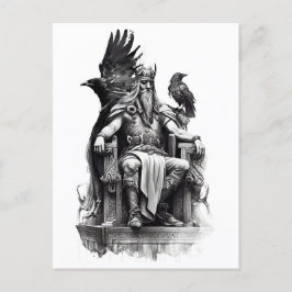 Watercolor ink pencil of norther god Odin ポストカード