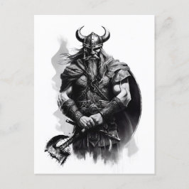Watercolor ink pencil of Viking warrioir ポストカード