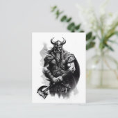 Watercolor ink pencil of Viking warrioir ポストカード (スタンド正面)