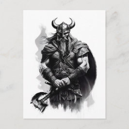 Watercolor ink pencil of Viking warrioir ポストカード