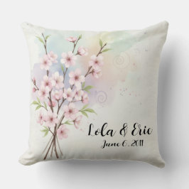 Watercolor Japanese Cherry Blossom Throw Pillow クッション
