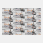 Watercolor Japanese Pagoda & Fuji  ラッピングペーパーシート (正面3)