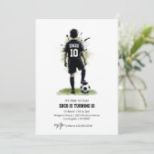 Watercolor Jersey Boy Back View Soccer Birthday  招待状 (スタンド正面)