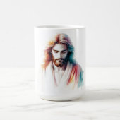 Watercolor Jesus Christ Portrait – Serene & Spirit コーヒーマグカップ (中央)