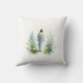 Watercolor Jesus Christ with Botanical Elements – クッション (裏面)