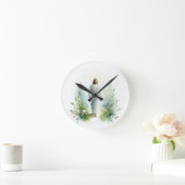Watercolor Jesus Christ with Botanical Elements –  ラウンド壁時計 (ホーム)