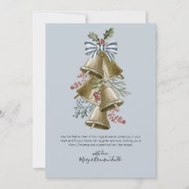 Watercolor Jingle Bells Swag with Bow & Holly シーズンカード