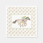 Watercolor Jockey Derby Party Horse Racing Gold スタンダードカクテルナプキン (正面)