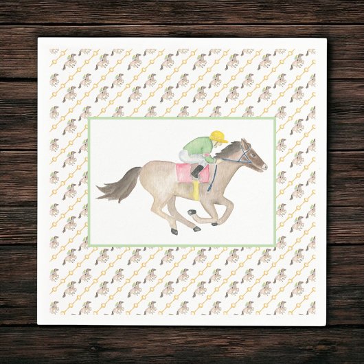 Watercolor Jockey Derby Party Horse Racing Gold スタンダードカクテルナプキン