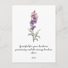 WATERCOLOR JULY LARKSPUR BIRTH FLOWER  ポストカード