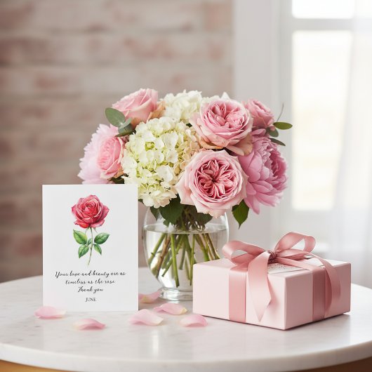 WATERCOLOR JUNE ROSE BIRTH FLOWER ポストカード