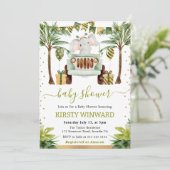 Watercolor Jungle Elephant Baby Shower 招待状 (スタンド正面)