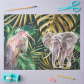 Watercolor Jungle Elephant Ephemera Decoupage  薄葉紙 (クラフト)
