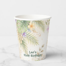 Watercolor Jungle Safari 1st Birthday Paper Plate 紙コップ