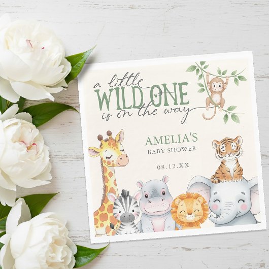 Watercolor Jungle Safari Animals Baby Shower  スタンダードランチョンナプキン