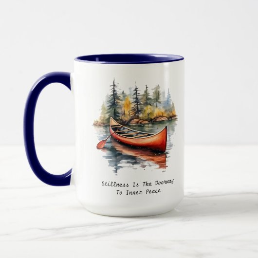 Watercolor Kayak On The Lake  マグカップ (左)